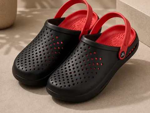 Slideez Article 106 — Vented Clog · Back Strap, Black/Red