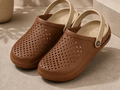 Slideez Article 106 — Vented Clog · Back Strap, Brown/Beige