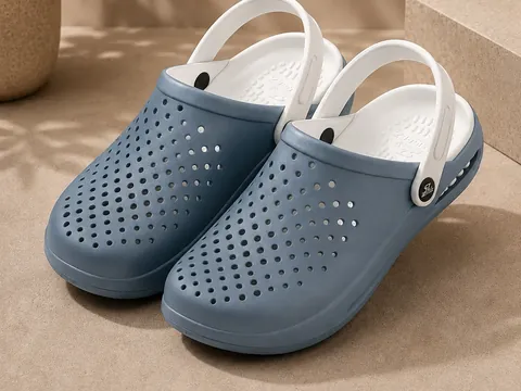Slideez Article 106 — Vented Clog · Back Strap, Ice Blue/White