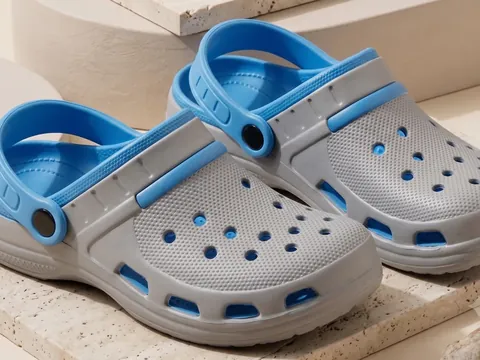 Slideez Article 109 — Perforated Clog · Back Strap, Blue/Grey