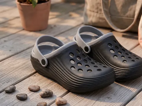 Slideez Article 187 — Slip-On Clog · Back Strap, Black/Grey