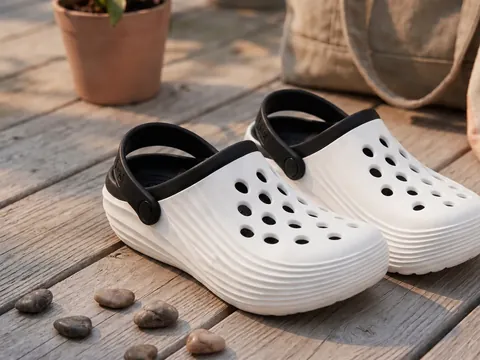 Slideez Article 187 — Slip-On Clog · Back Strap, Black/White