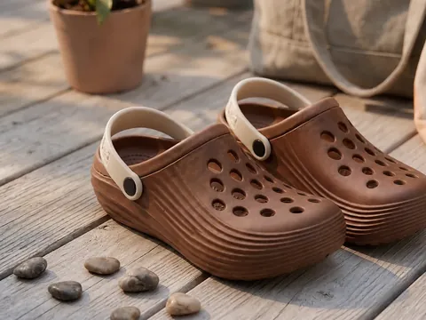 Slideez Article 187 — Slip-On Clog · Back Strap, Brown/Beige