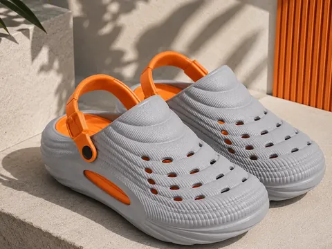 Slideez Article 310 — Sport Clog · Back Strap, Grey/Orange