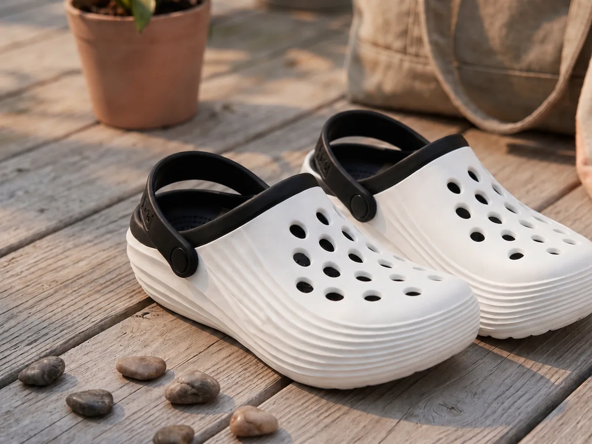 Slideez EVA clogs photographed in Black/White